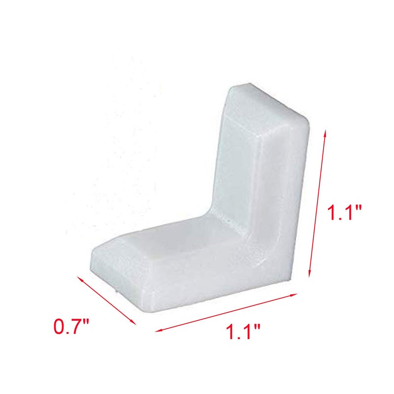 Mcredy 90 Degrees L Shape Metal Corner Brackets with White Plastic Cover Right Angle Corner Brace Joint for Shelf Furniture Cabinet 1.1x1.1x0.8 Plastic Shelf Corner Brace,Pack of 20 - Image 2